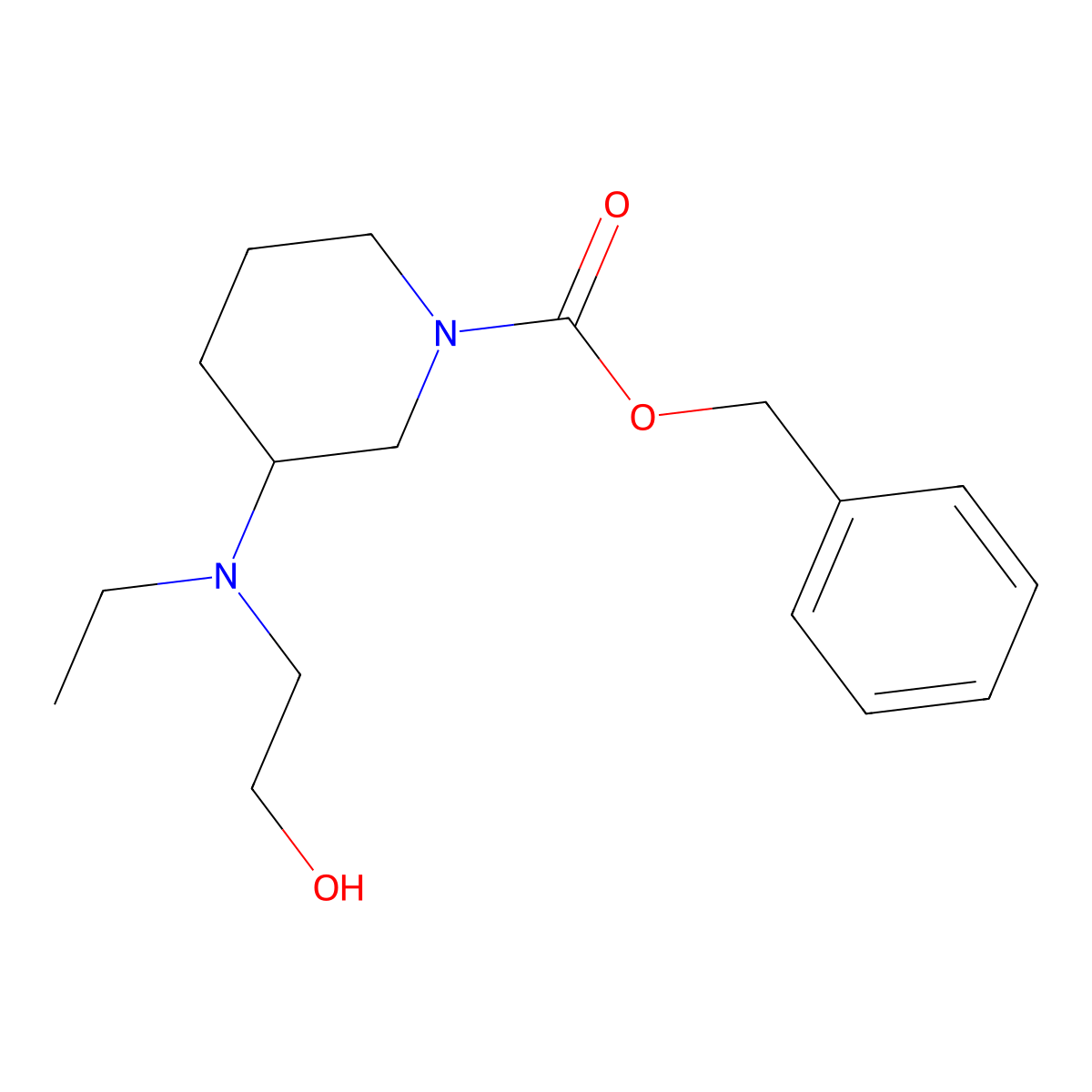 3-[Ethyl-(2-hydroxy-ethyl)-amino]-piperidine-1-carboxylic acid benzyl ester molecular structure, CAS 1353988-04-1