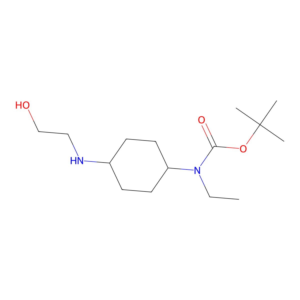 Ethyl-[4-(2-hydroxy-ethylamino)-cyclohexyl]-carbamic acid tert-butyl ester molecular structure, CAS 1353988-74-5