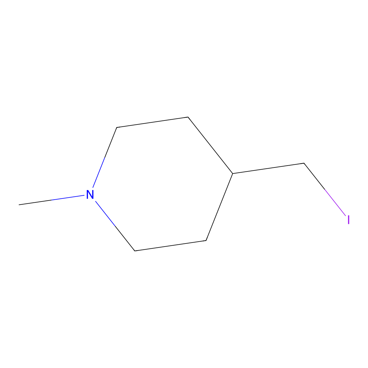 4-Iodomethyl-1-methyl-piperidine molecular structure, CAS 1353989-49-7