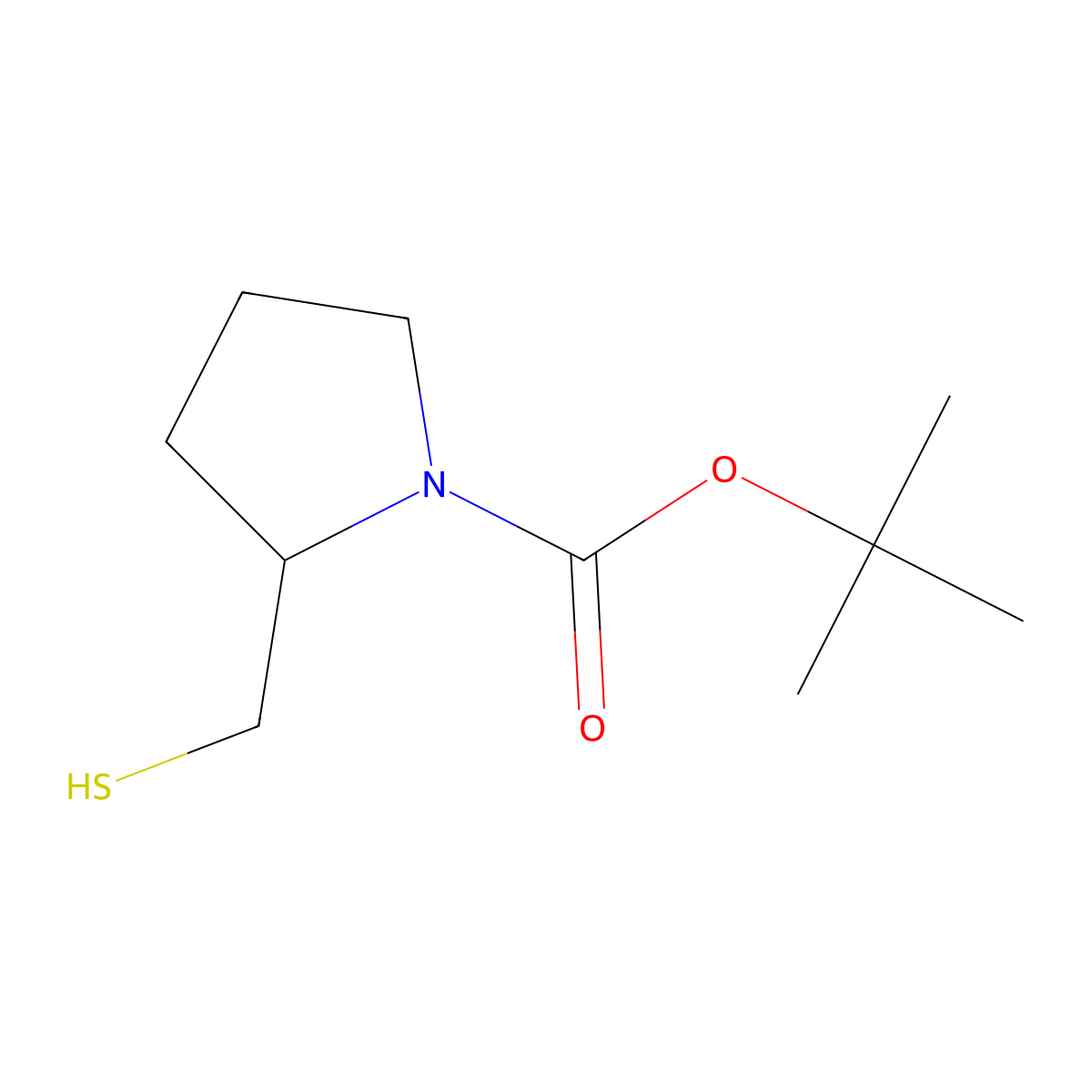 tert-Butyl 2-(mercaptomethyl)pyrrolidine-1-carboxylate molecular structure, CAS 1353989-50-0