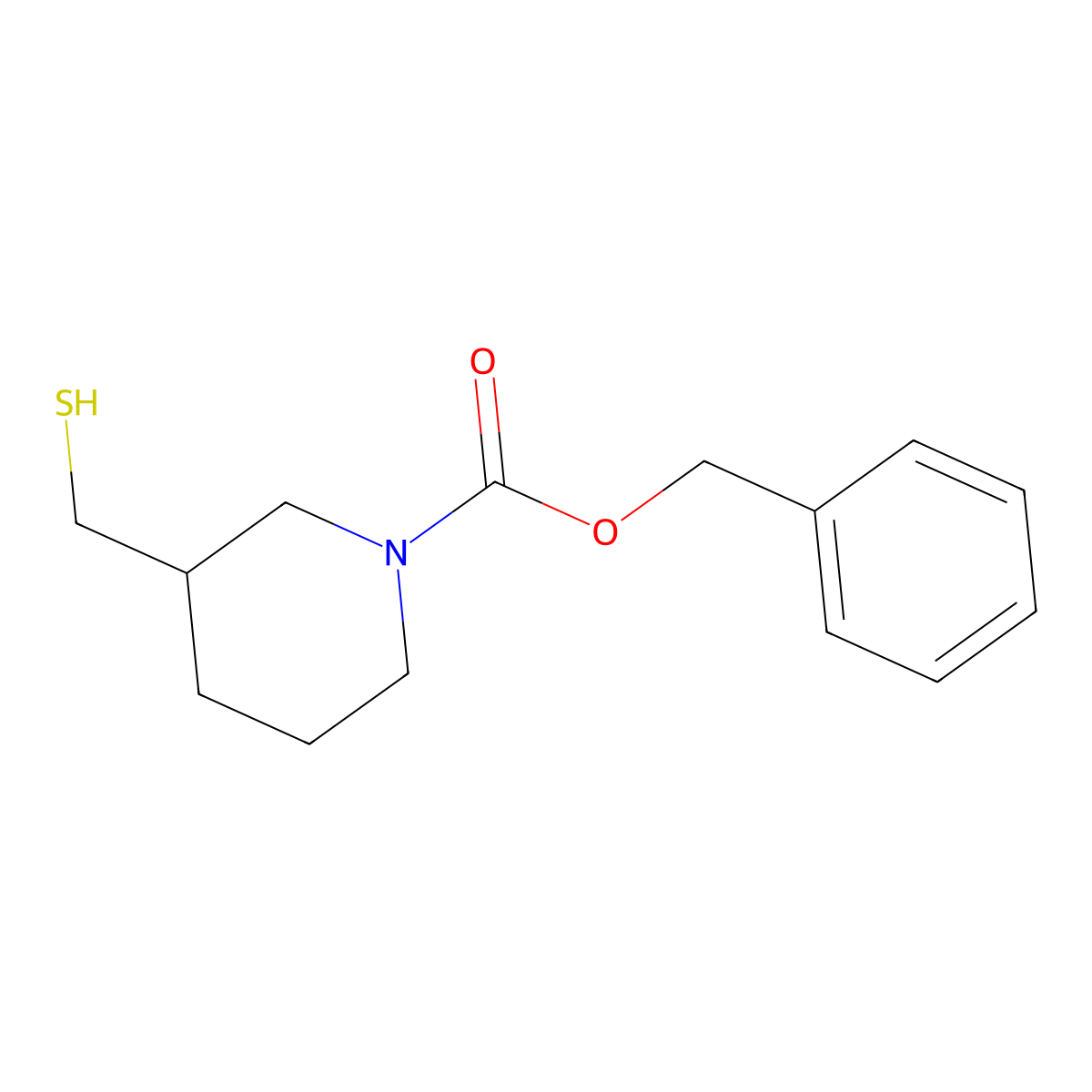Benzyl 3-(mercaptomethyl)piperidine-1-carboxylate molecular structure, CAS 1353989-51-1