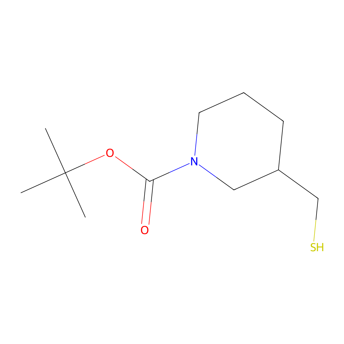 3-Mercaptomethyl-piperidine-1-carboxylic acid tert-butyl ester molecular structure, CAS 1353989-52-2