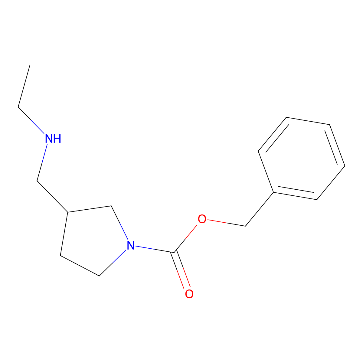 3-Ethylaminomethyl-pyrrolidine-1-carboxylic acid benzyl ester molecular structure, CAS 1353989-54-4