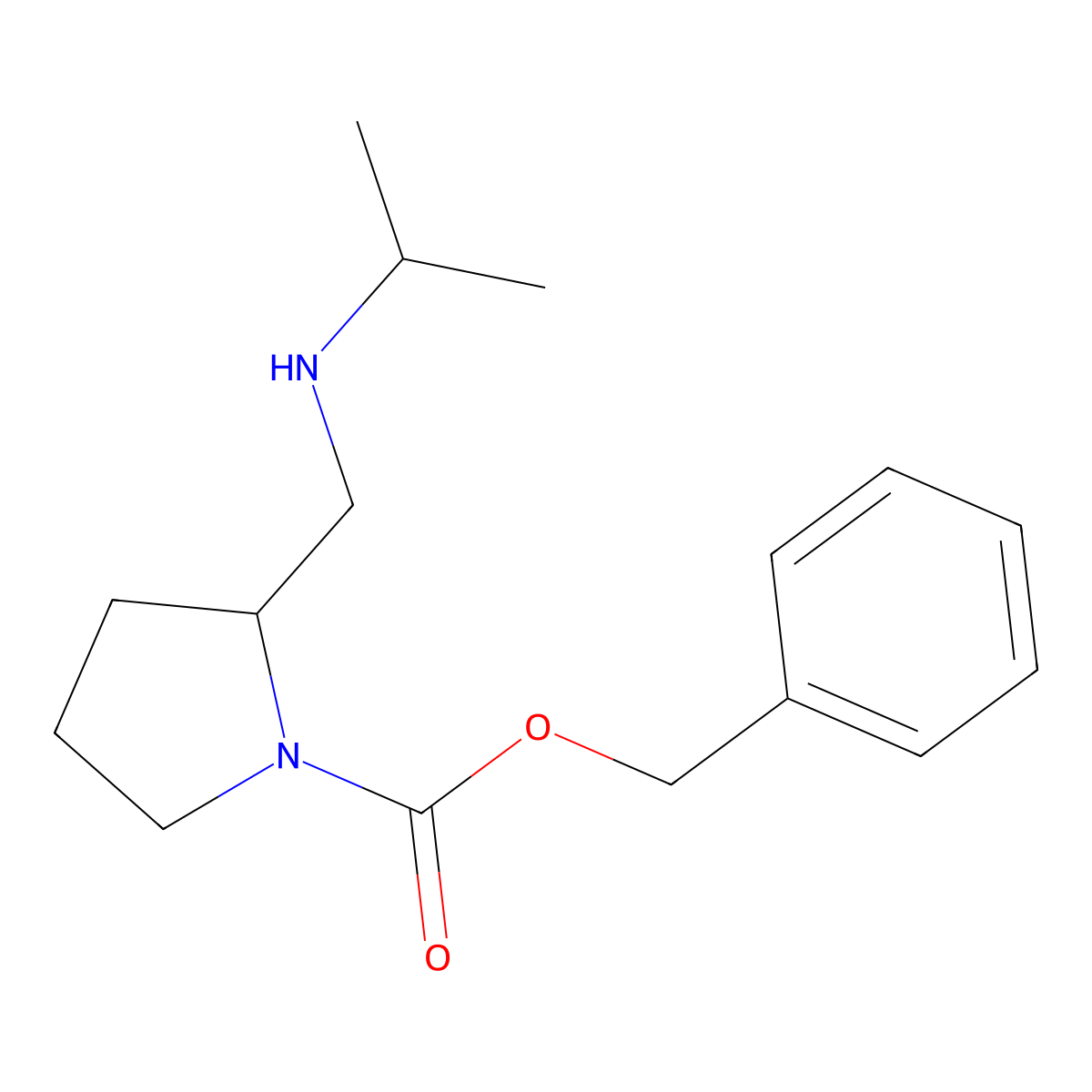 2-(Isopropylamino-methyl)-pyrrolidine-1-carboxylic acid benzyl ester molecular structure, CAS 1353989-55-5