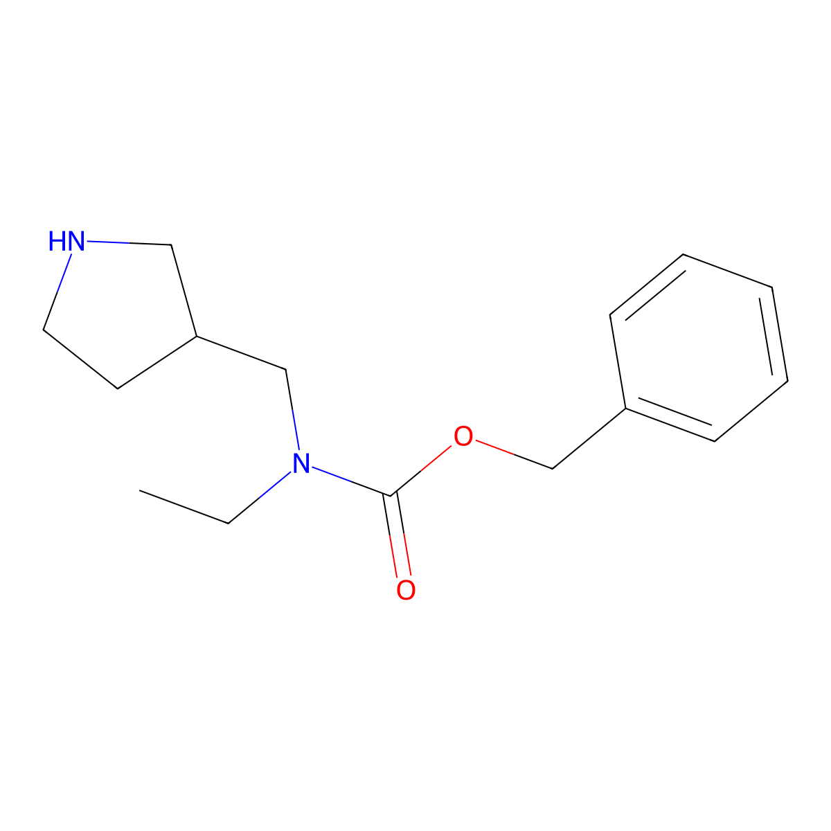 Ethyl-pyrrolidin-3-ylmethyl-carbamic acid benzyl ester molecular structure, CAS 1353989-60-2