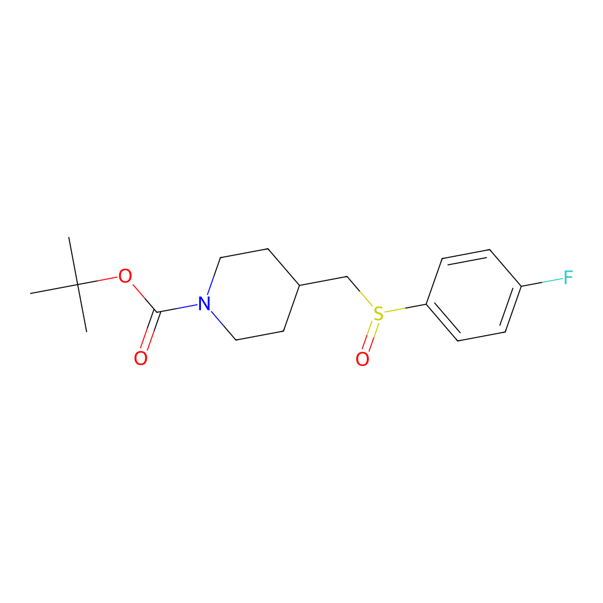tert-Butyl 4-(((4-fluorophenyl)sulfinyl)methyl)piperidine-1-carboxylate molecular structure, CAS 1353989-67-9