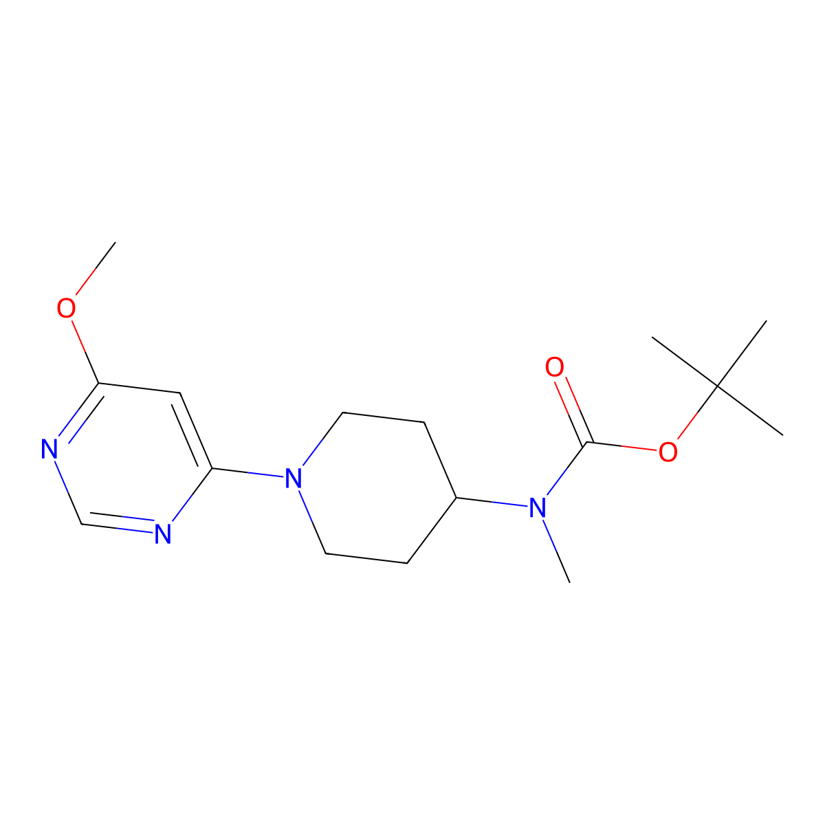 tert-Butyl (1-(6-methoxypyrimidin-4-yl)piperidin-4-yl)(methyl)carbamate molecular structure, CAS 1353989-76-0