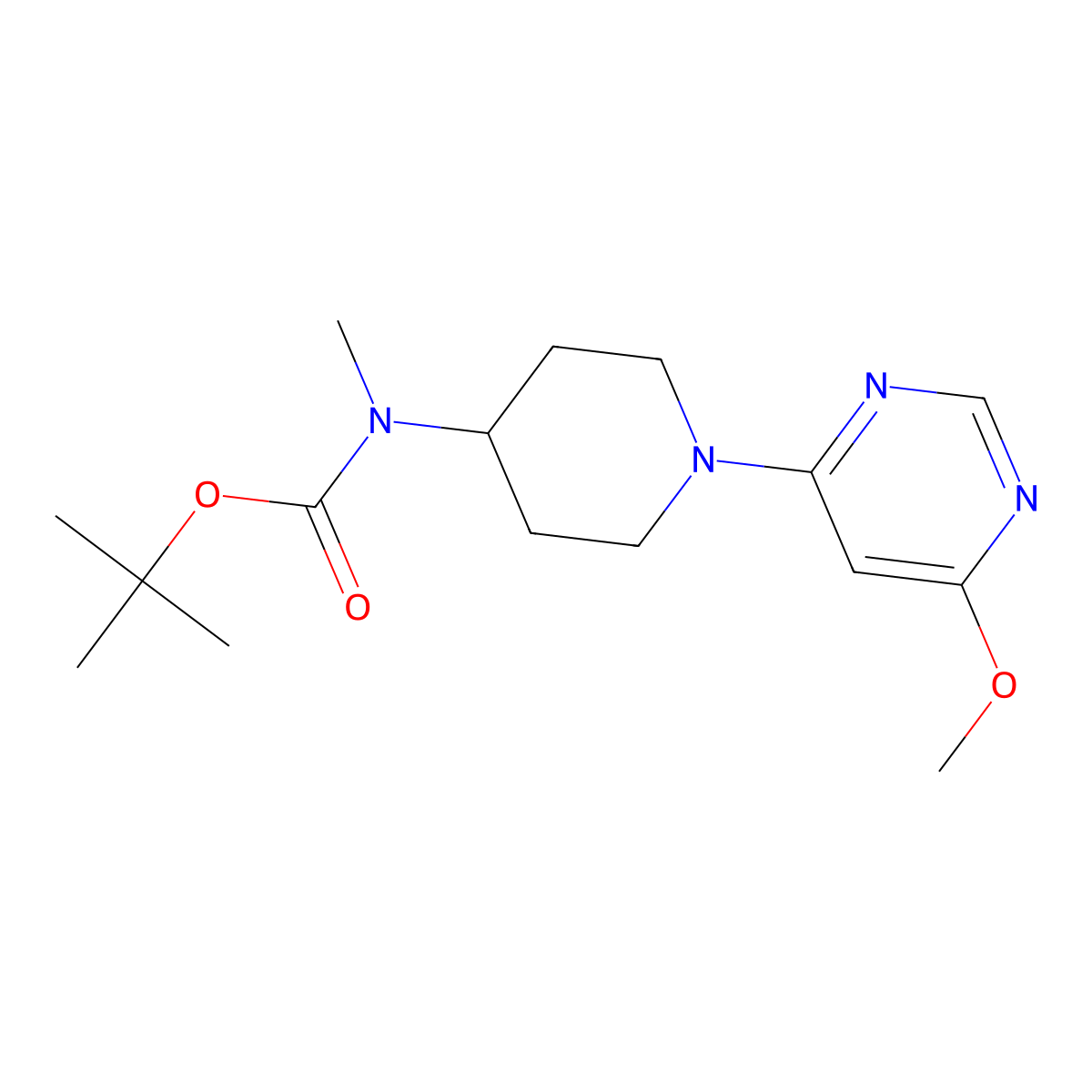 tert-Butyl (1-(6-methoxypyrimidin-4-yl)piperidin-4-yl)(methyl)carbamate molecular structure, CAS 1353989-76-0