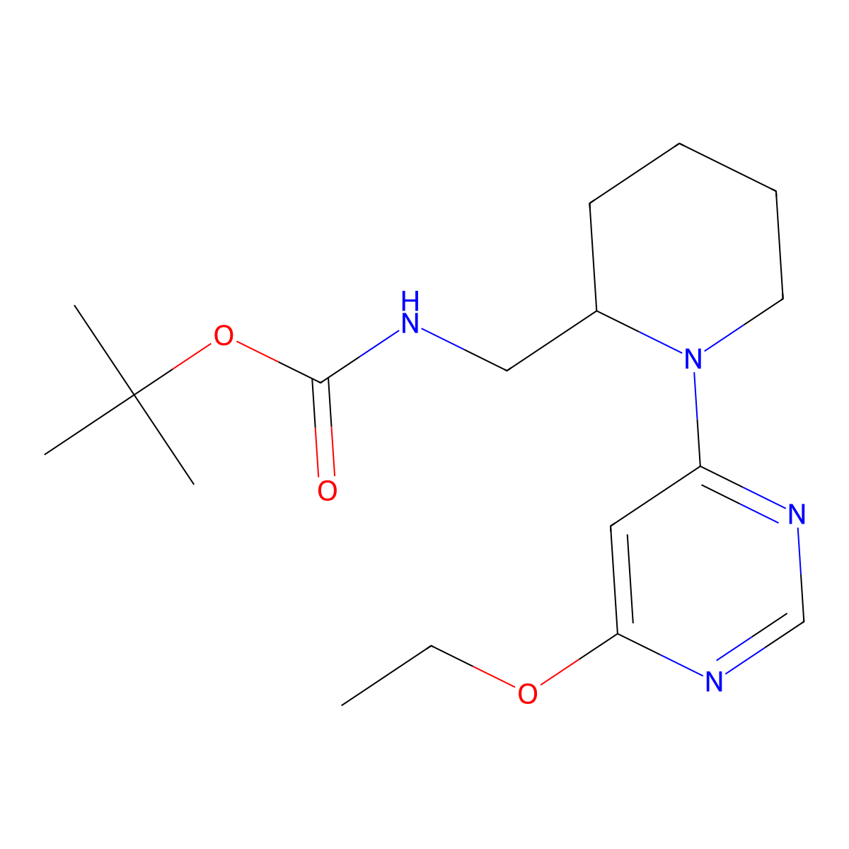 tert-Butyl ((1-(6-ethoxypyrimidin-4-yl)piperidin-2-yl)methyl)carbamate molecular structure, CAS 1353989-78-2