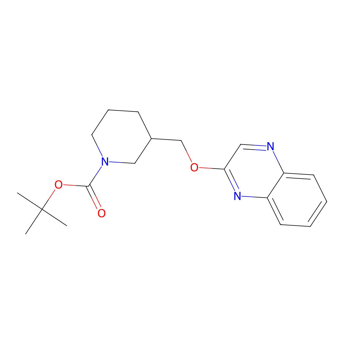 tert-Butyl 3-((quinoxalin-2-yloxy)methyl)piperidine-1-carboxylate molecular structure, CAS 1353989-84-0