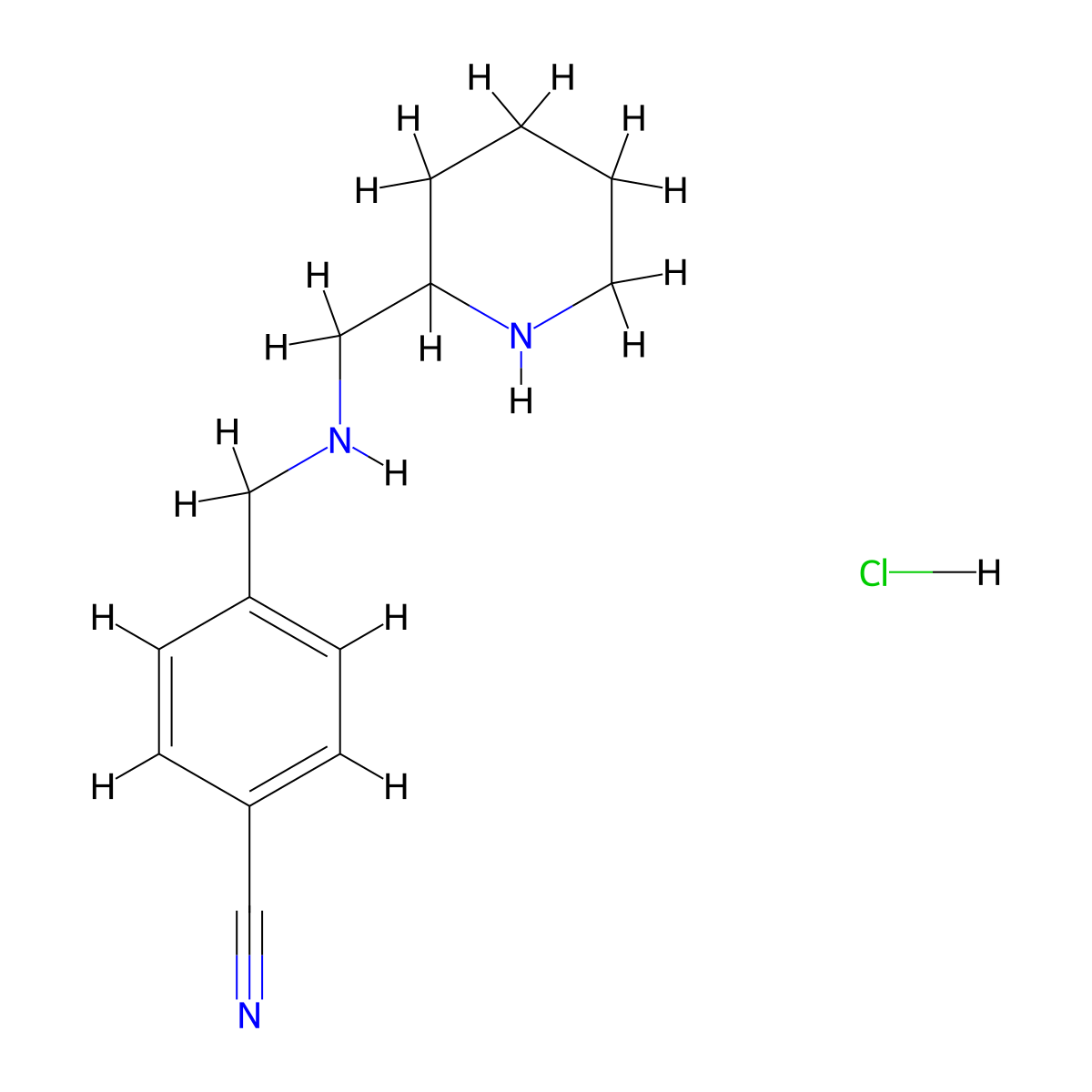 4-(((Piperidin-2-ylmethyl)amino)methyl)benzonitrile hydrochloride molecular structure, CAS 1353989-89-5