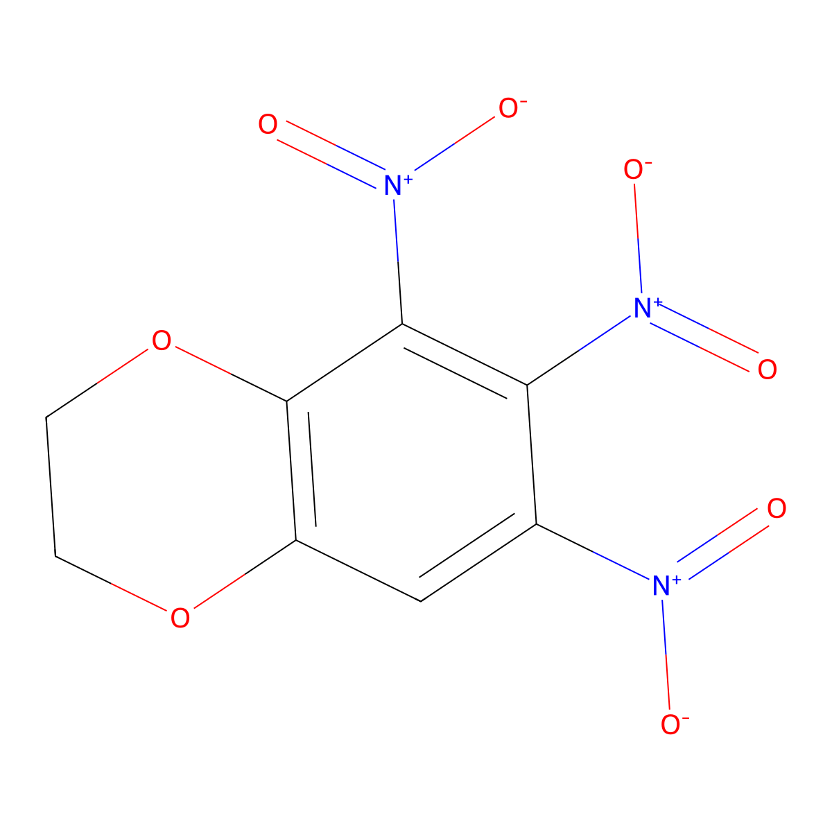 5,6,7-Trinitro-2,3-dihydro-1,4-benzodioxine molecular structure, CAS 135399-56-3