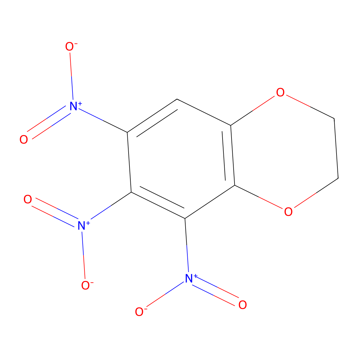 5,6,7-Trinitro-2,3-dihydro-1,4-benzodioxine molecular structure, CAS 135399-56-3