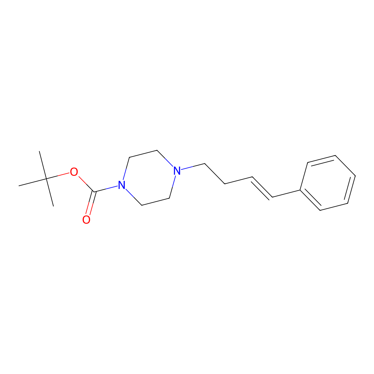 (E)-tert-Butyl 4-(4-phenylbut-3-en-1-yl)piperazine-1-carboxylate molecular structure, CAS 1353990-96-1