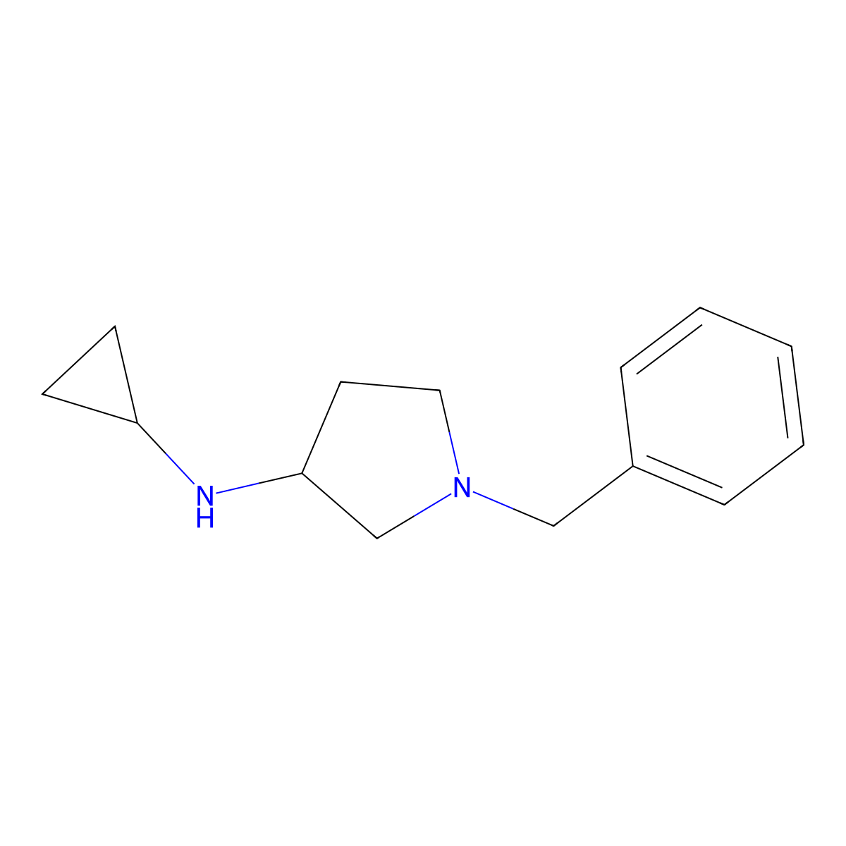 (S)-1-Benzyl-N-cyclopropylpyrrolidin-3-amine molecular structure, CAS 1353994-13-4