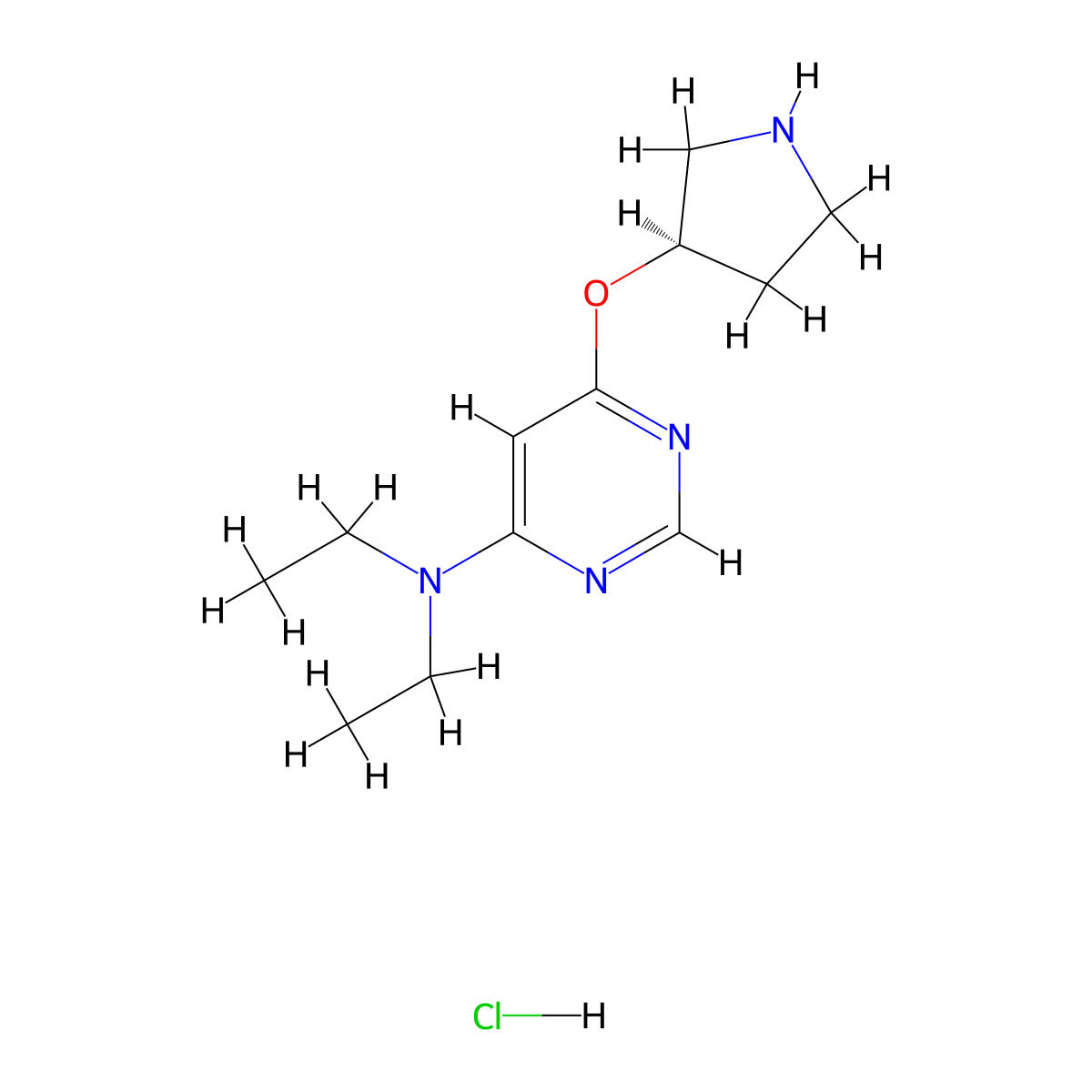 (R)-N,N-Diethyl-6-(pyrrolidin-3-yloxy)pyrimidin-4-amine hydrochloride molecular structure, CAS 1353994-66-7