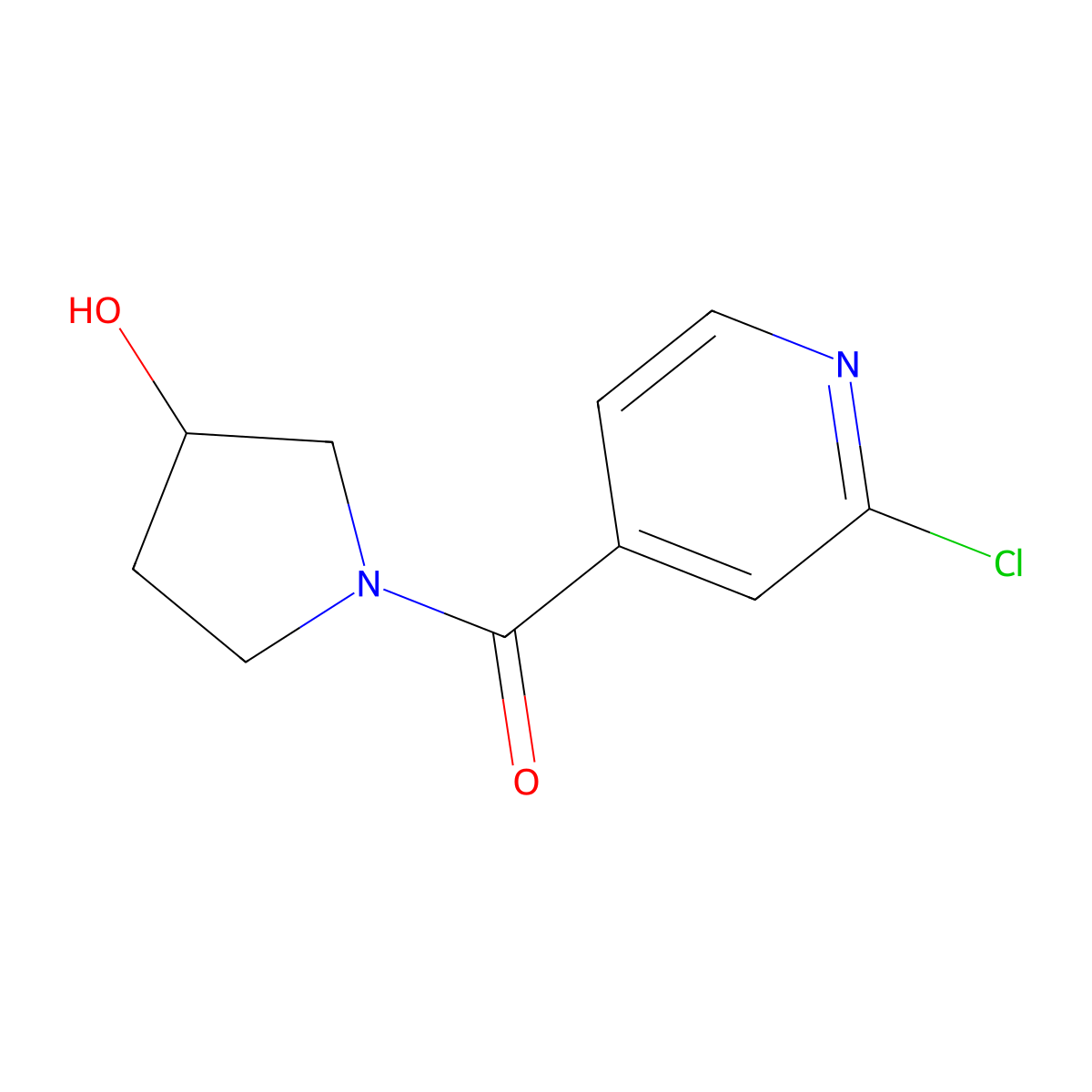 (2-Chloro-pyridin-4-yl)-((S)-3-hydroxy-pyrrolidin-1-yl)-methanone molecular structure, CAS 1353994-77-0