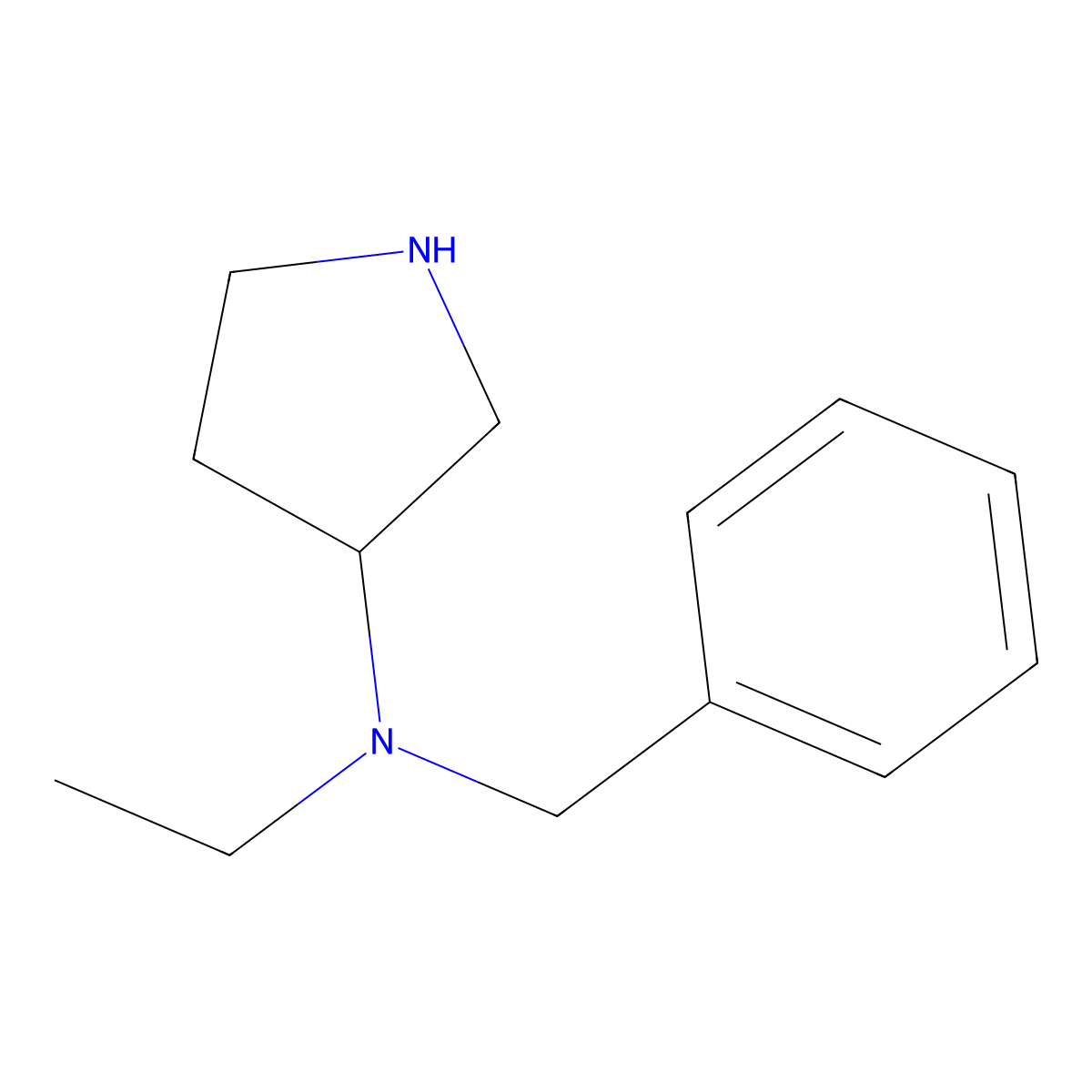 Benzyl-ethyl-(R)-pyrrolidin-3-yl-amine molecular structure, CAS 1353995-22-8