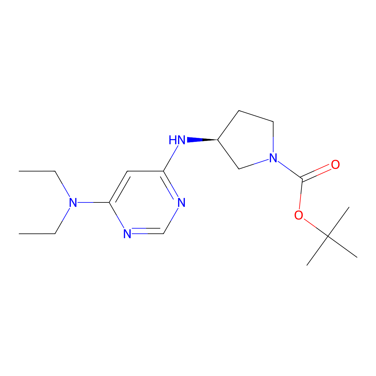 (S)-tert-Butyl 3-((6-(diethylamino)pyrimidin-4-yl)amino)pyrrolidine-1-carboxylate molecular structure, CAS 1353995-37-5