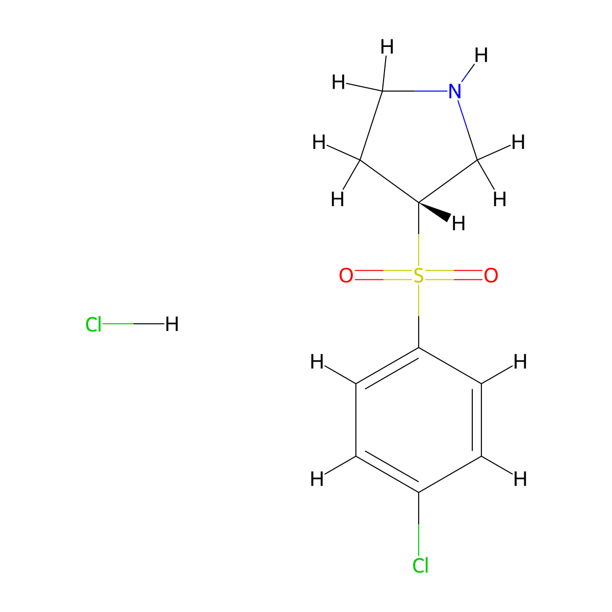 (R)-3-((4-Chlorophenyl)sulfonyl)pyrrolidine hydrochloride molecular structure, CAS 1353995-42-2