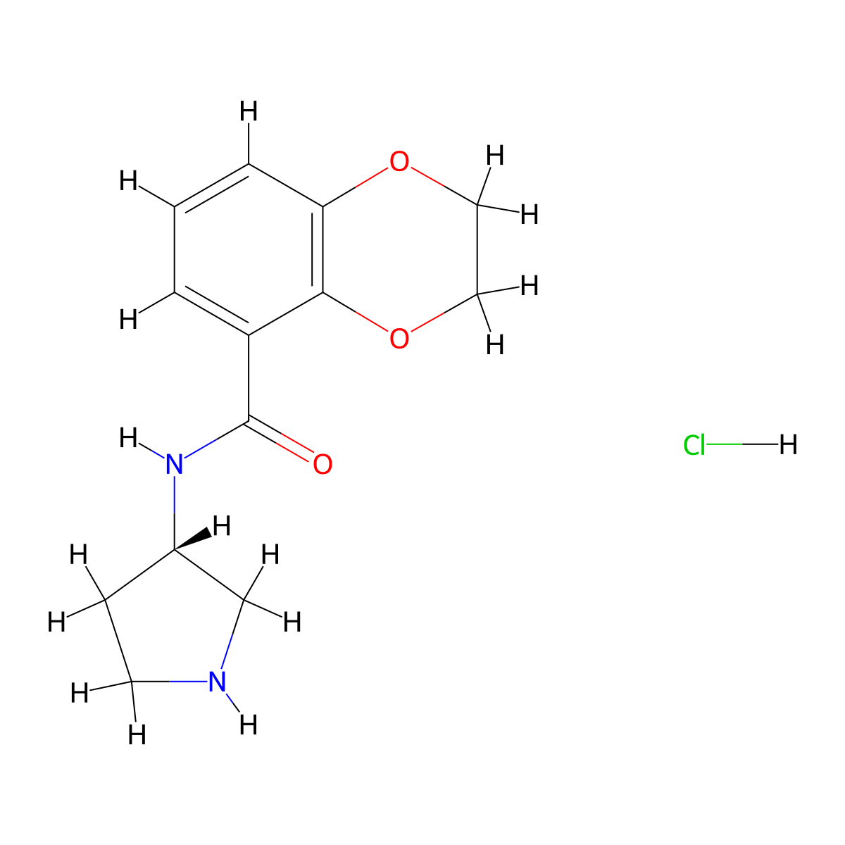 (S)-N-(Pyrrolidin-3-yl)-2,3-dihydrobenzo[b][1,4]dioxine-5-carboxamide hydrochloride molecular structure, CAS 1353995-55-7