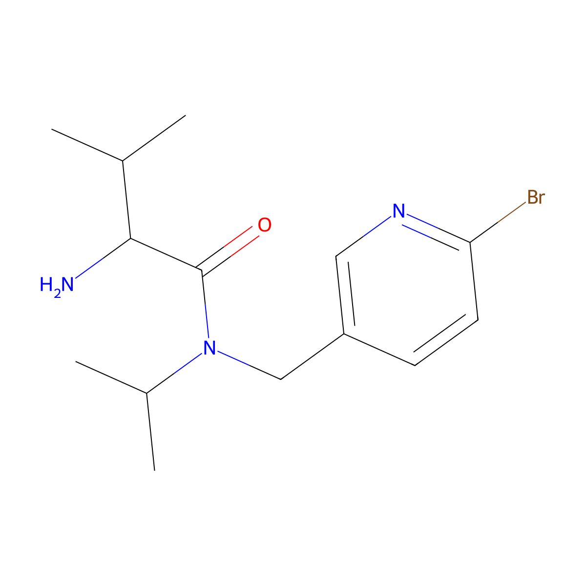 (S)-2-Amino-N-(6-bromo-pyridin-3-ylmethyl)-N-isopropyl-3-methyl-butyramide molecular structure, CAS 1353996-01-6