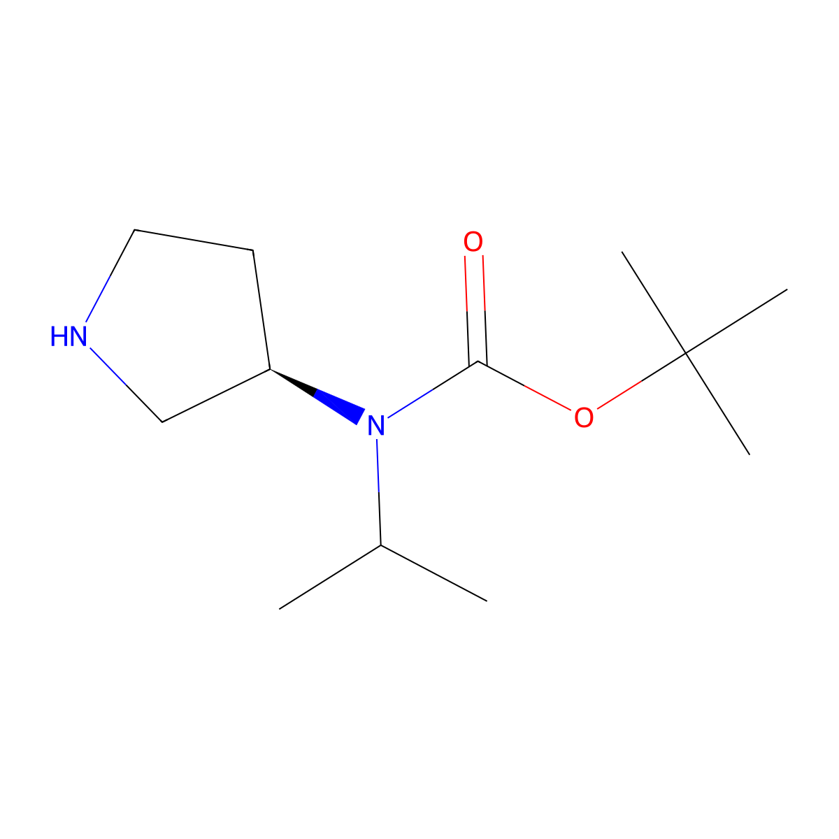 Isopropyl-(R)-pyrrolidin-3-yl-carbamic acid tert-butyl ester molecular structure, CAS 1353996-55-0