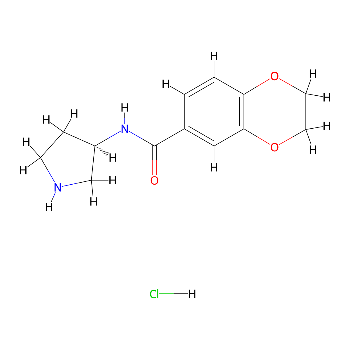 (R)-N-(Pyrrolidin-3-yl)-2,3-dihydrobenzo[b][1,4]dioxine-6-carboxamide hydrochloride molecular structure, CAS 1353999-43-5