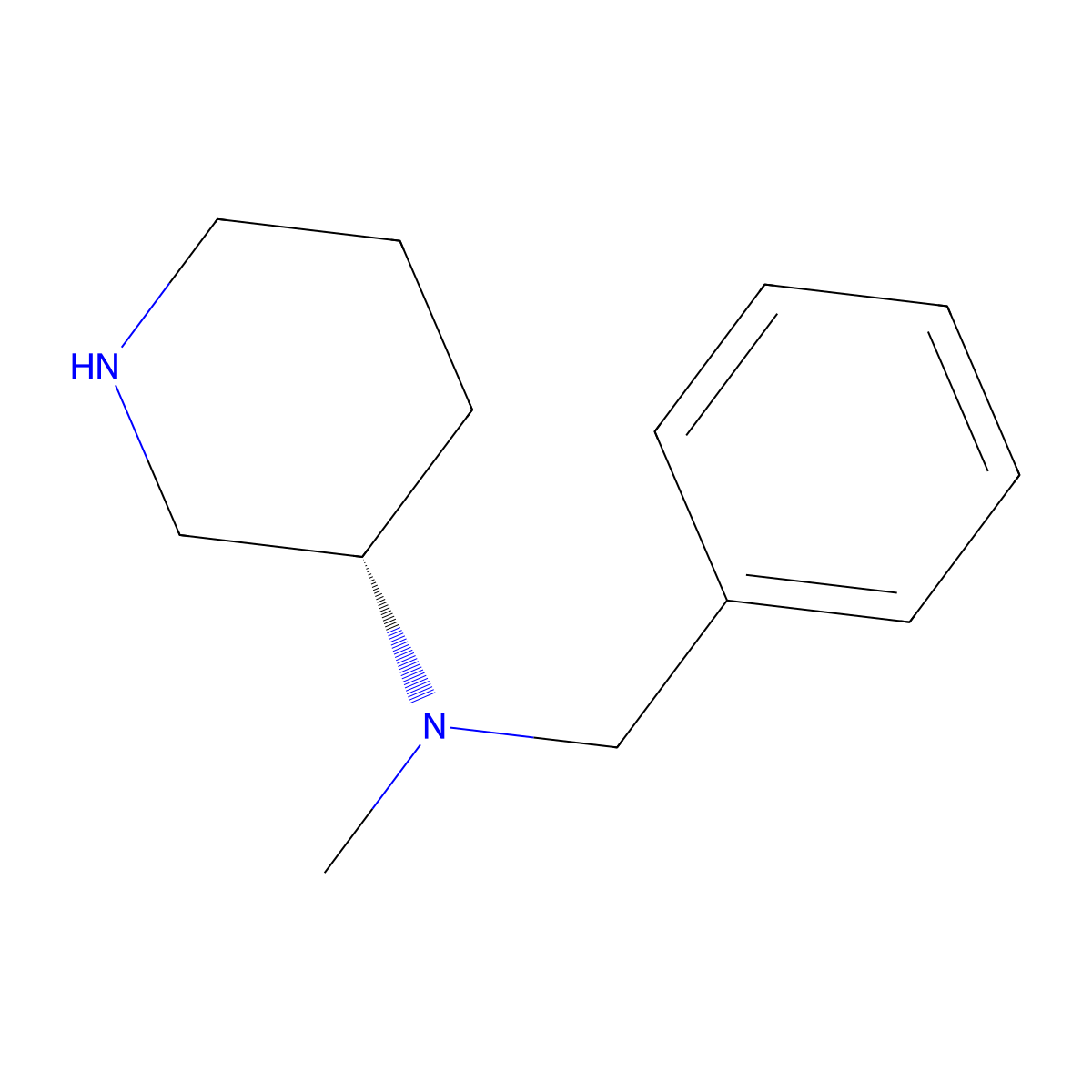 Benzyl-methyl-(S)-piperidin-3-yl-amine molecular structure, CAS 1353999-67-3