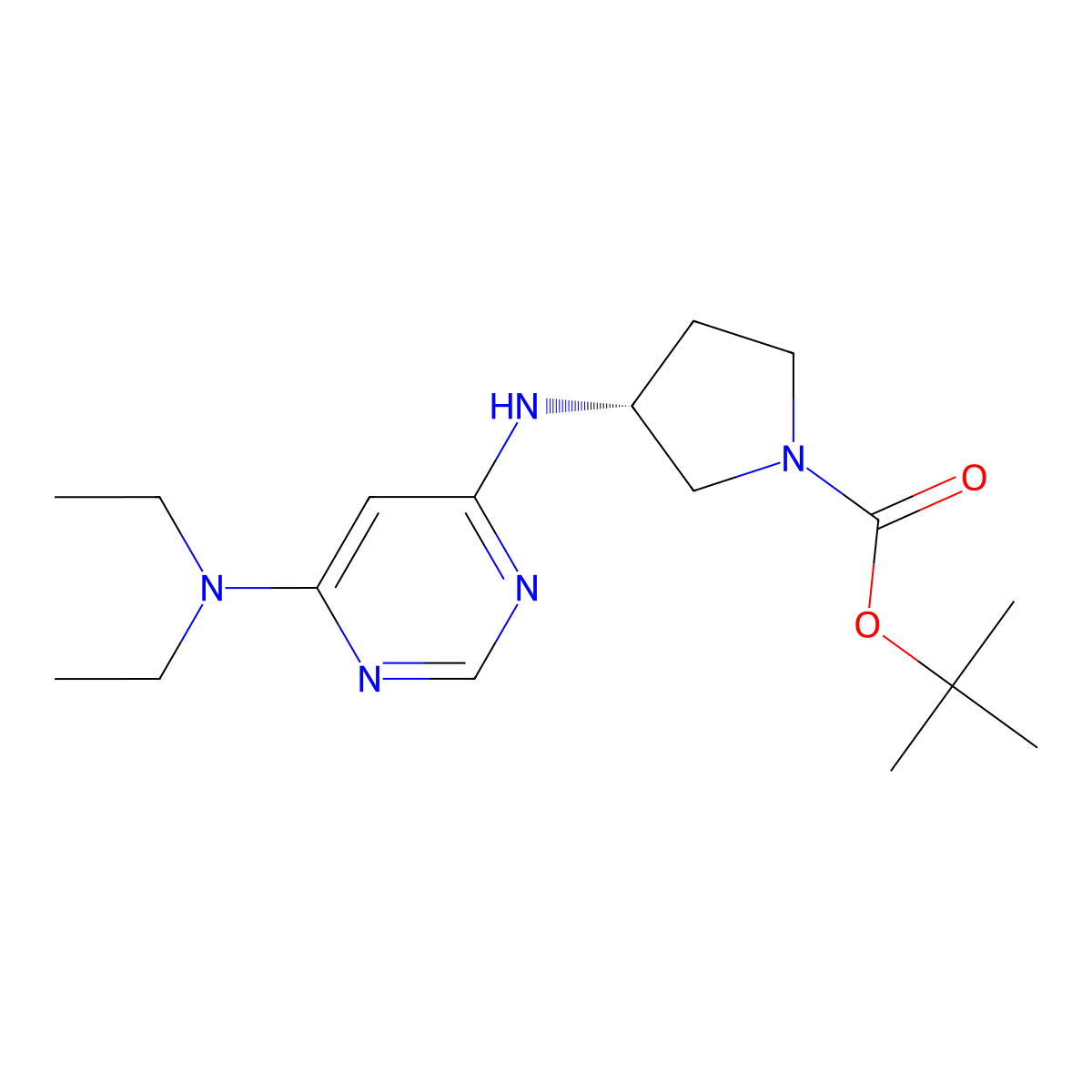 (R)-tert-Butyl 3-((6-(diethylamino)pyrimidin-4-yl)amino)pyrrolidine-1-carboxylate molecular structure, CAS 1354000-17-1
