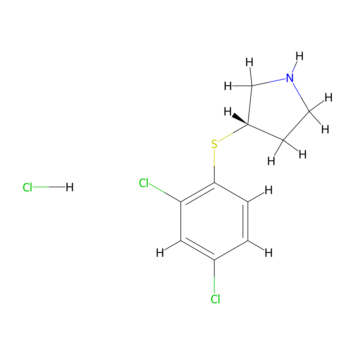 (S)-3-((2,4-Dichlorophenyl)thio)pyrrolidine hydrochloride molecular structure, CAS 1354000-39-7