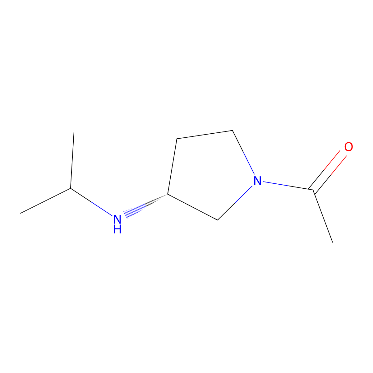 1-((R)-3-Isopropylamino-pyrrolidin-1-yl)-ethanone molecular structure, CAS 1354001-60-7