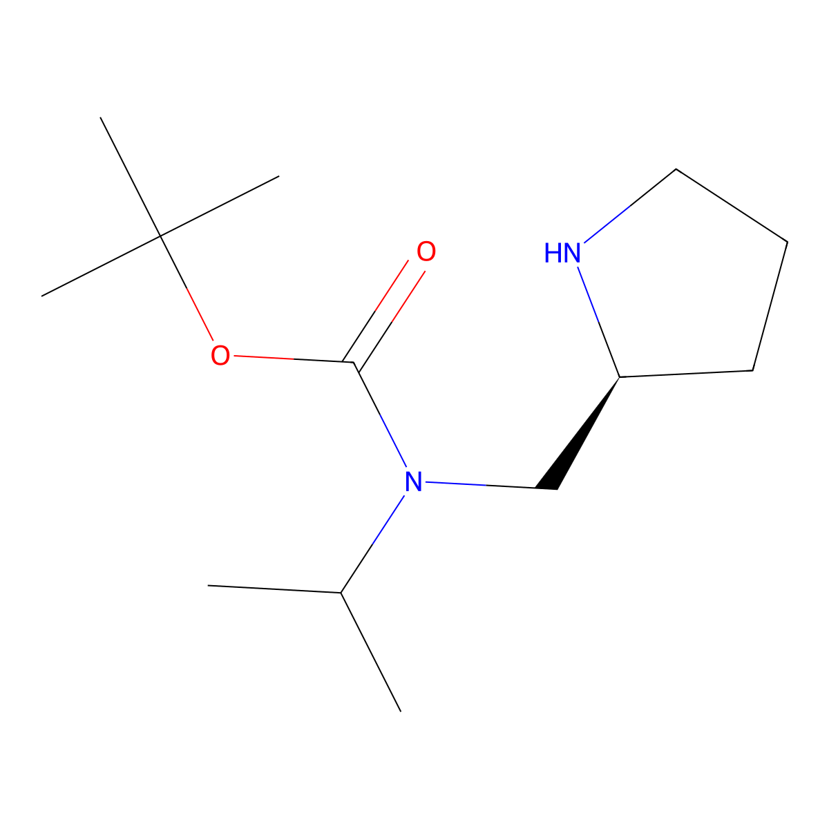 Isopropyl-(S)-1-pyrrolidin-2-ylmethyl-carbamic acid tert-butyl ester molecular structure, CAS 1354001-74-3