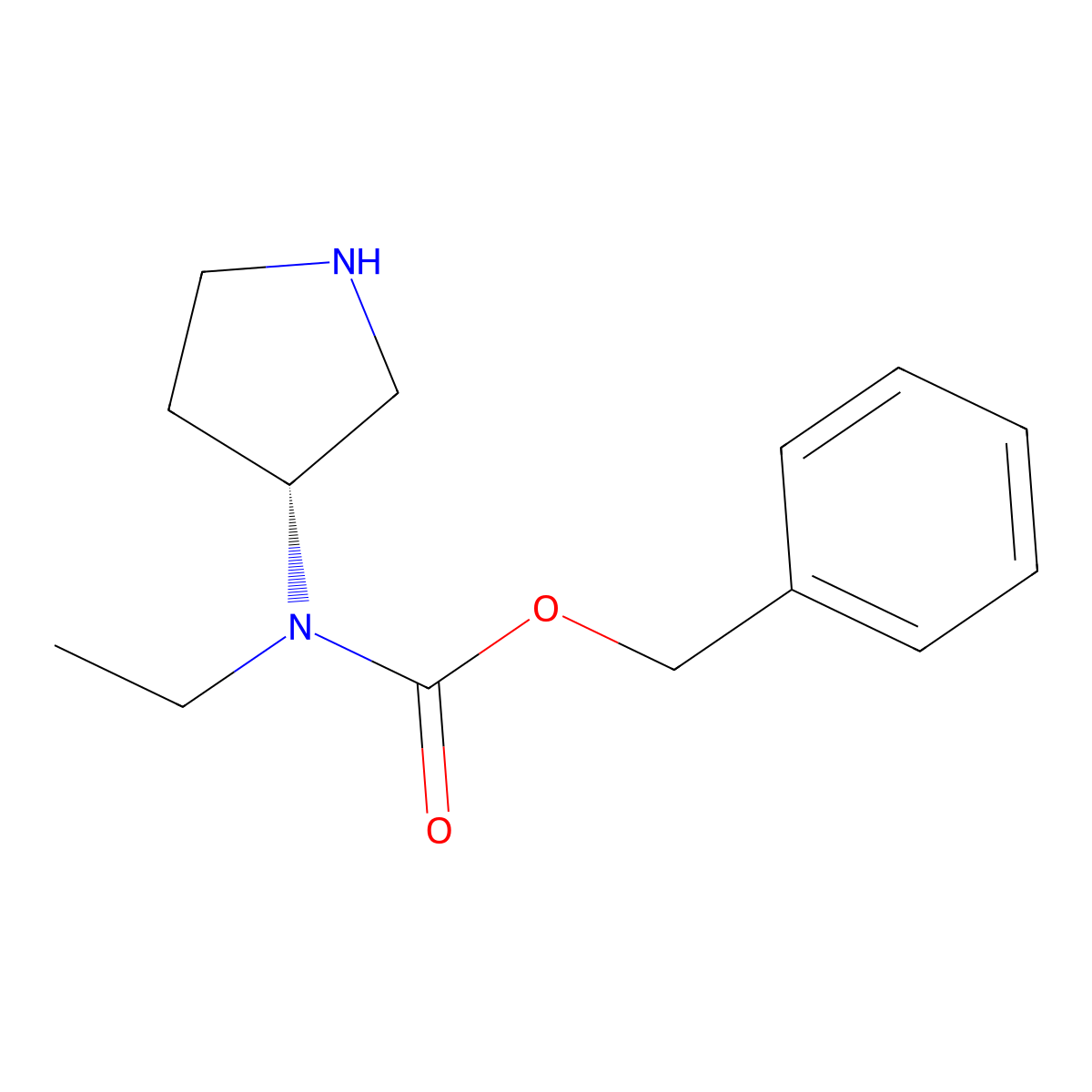 Ethyl-(R)-pyrrolidin-3-yl-carbamic acid benzyl ester molecular structure, CAS 1354001-87-8