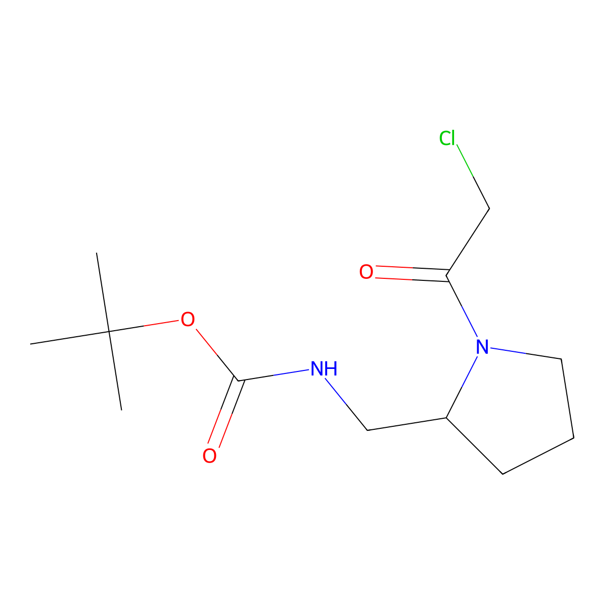 [(S)-1-(2-Chloro-acetyl)-pyrrolidin-2-ylmethyl]-carbamic acid tert-butyl ester molecular structure, CAS 1354002-99-5