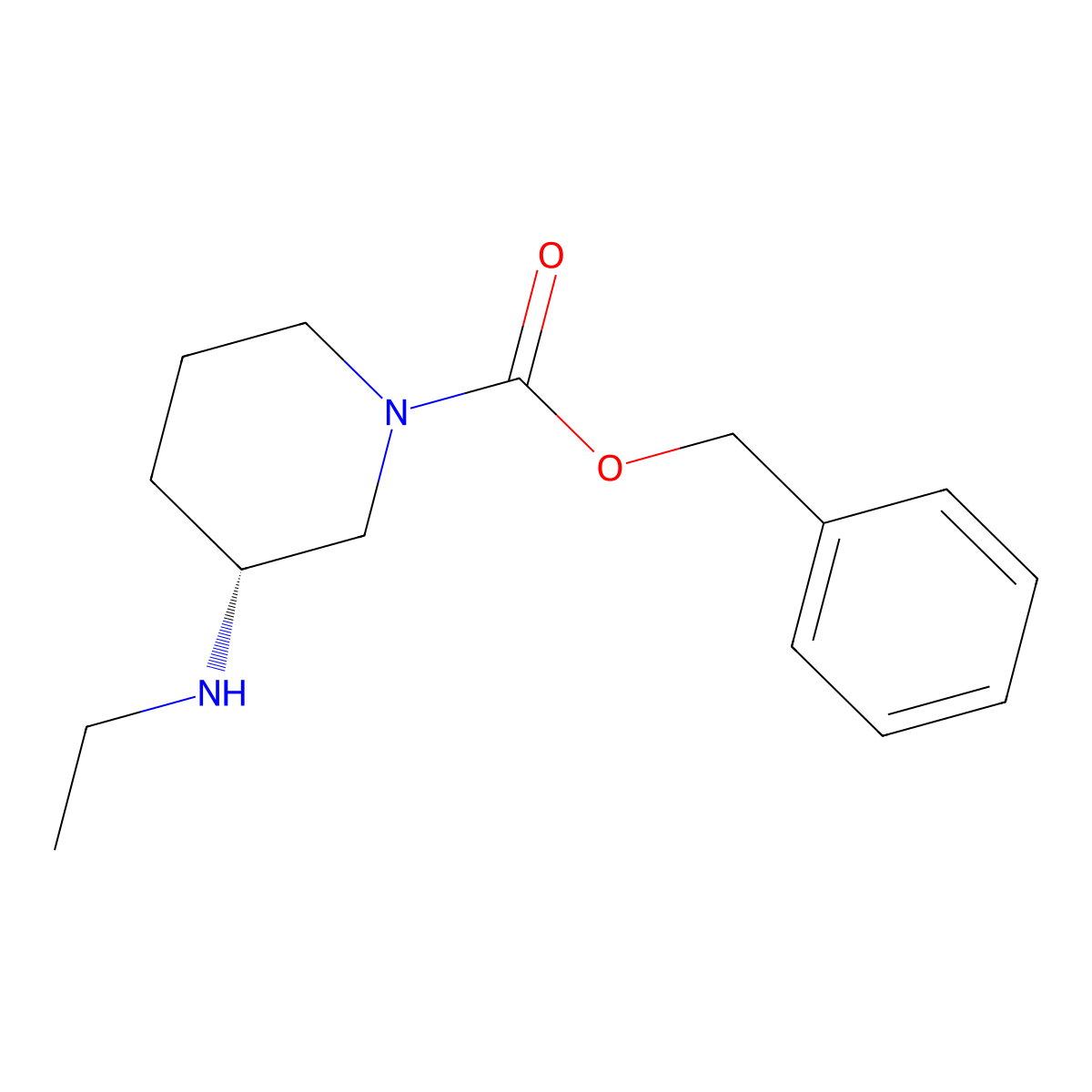 (R)-benzyl 3-(ethylamino)piperidine-1-carboxylate molecular structure, CAS 1354003-74-9