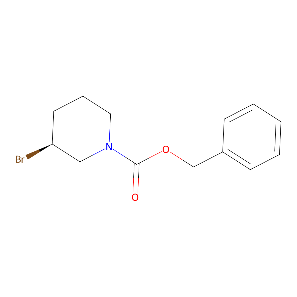 (S)-3-Bromo-piperidine-1-carboxylic acid benzyl ester molecular structure, CAS 1354006-80-6