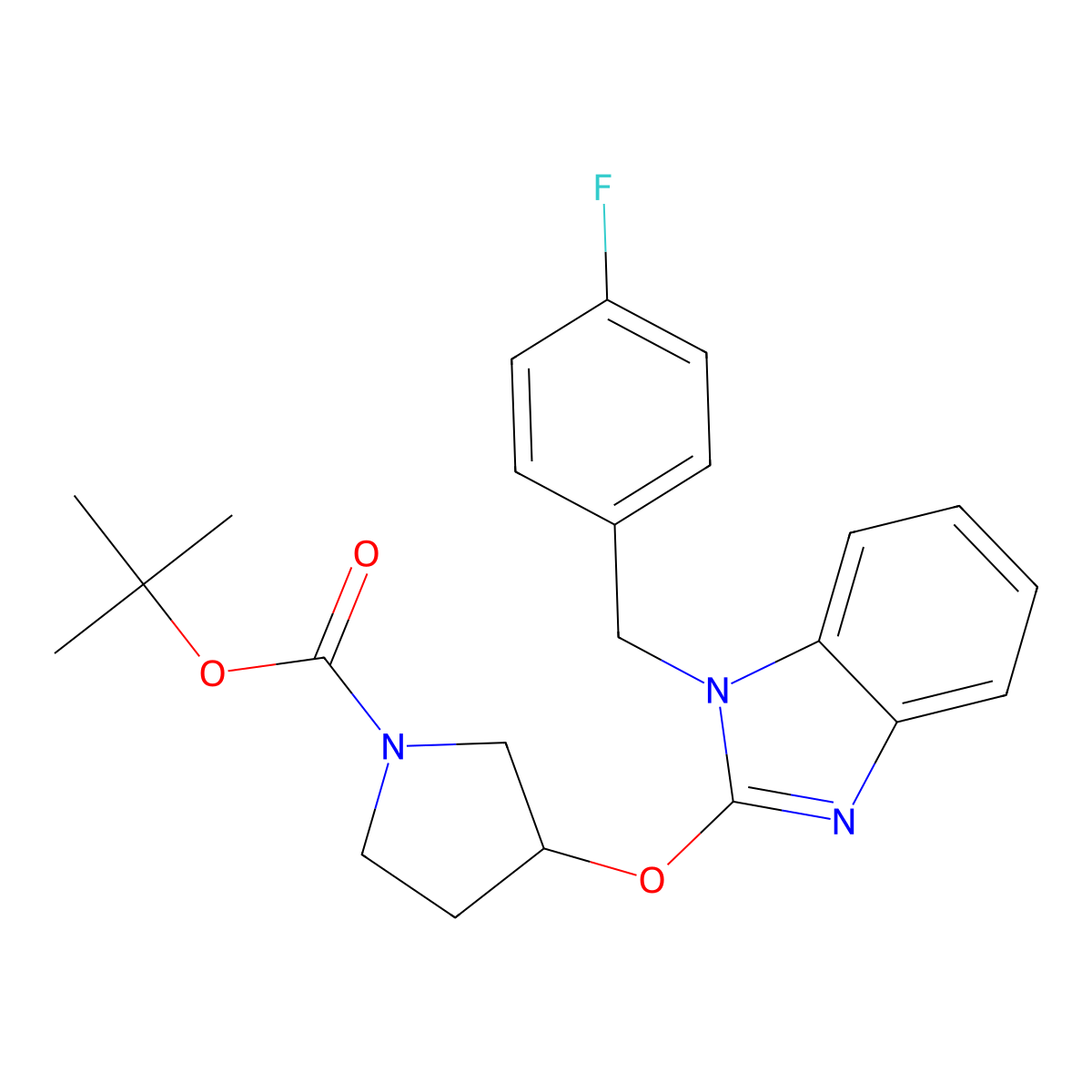 (R)-tert-Butyl 3-((1-(4-fluorobenzyl)-1H-benzo[d]imidazol-2-yl)oxy)pyrrolidine-1-carboxylate molecular structure, CAS 1354006-88-4