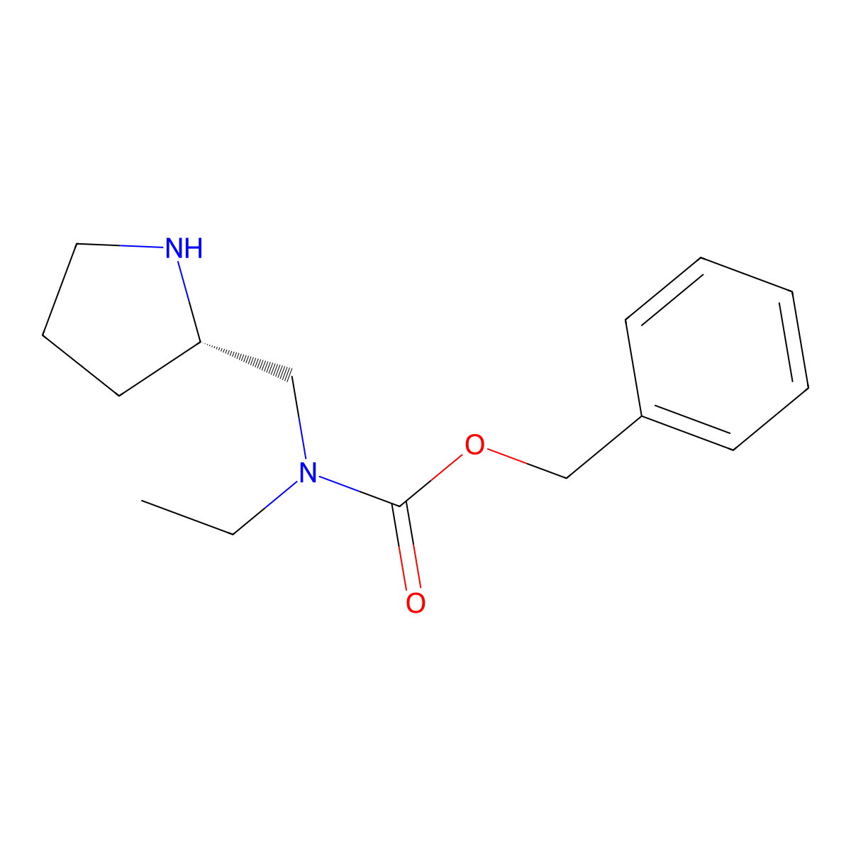 Ethyl-(S)-1-pyrrolidin-2-ylmethyl-carbamic acid benzyl ester molecular structure, CAS 1354007-57-0