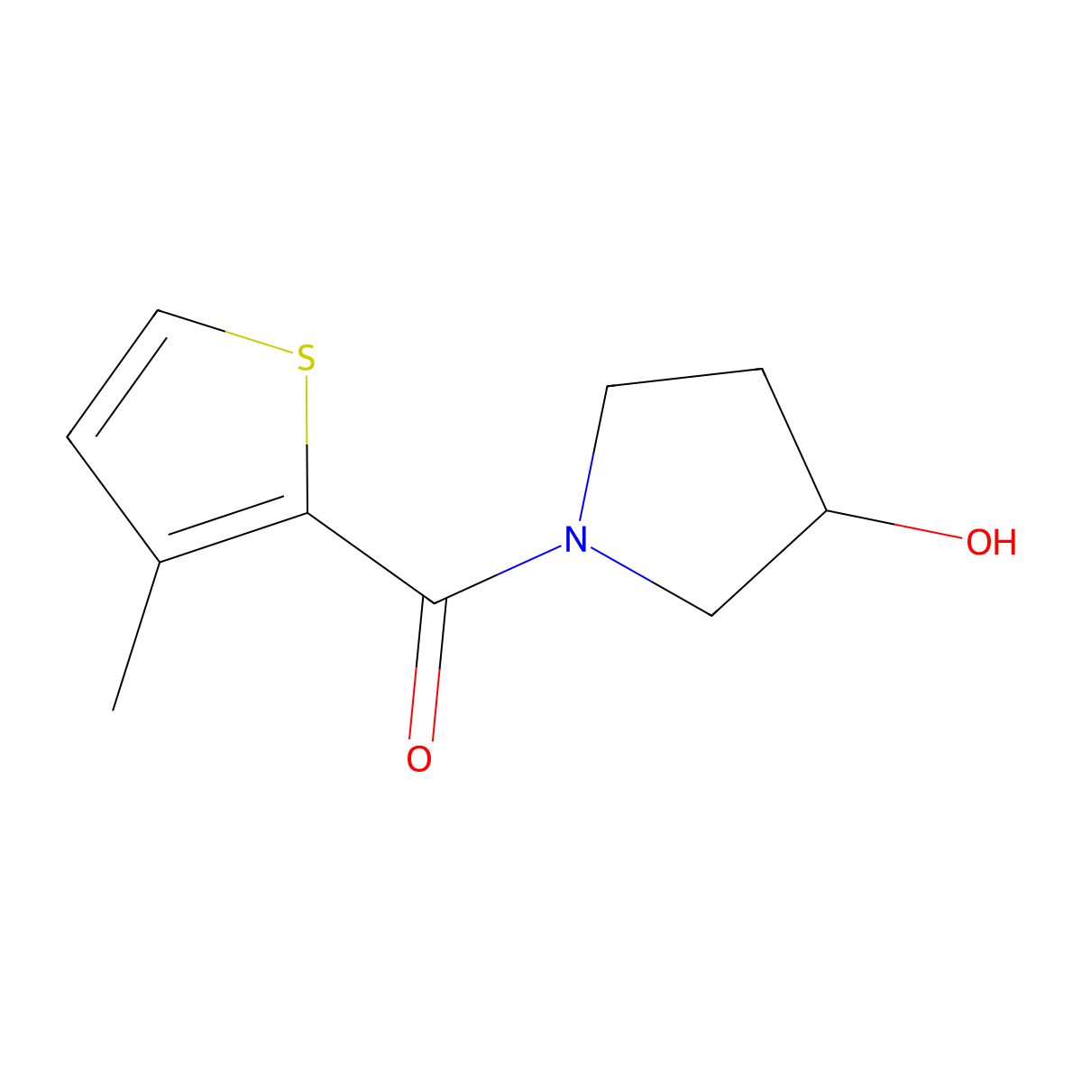 (R)-(3-Hydroxypyrrolidin-1-yl)(3-methylthiophen-2-yl)methanone molecular structure, CAS 1354009-00-9