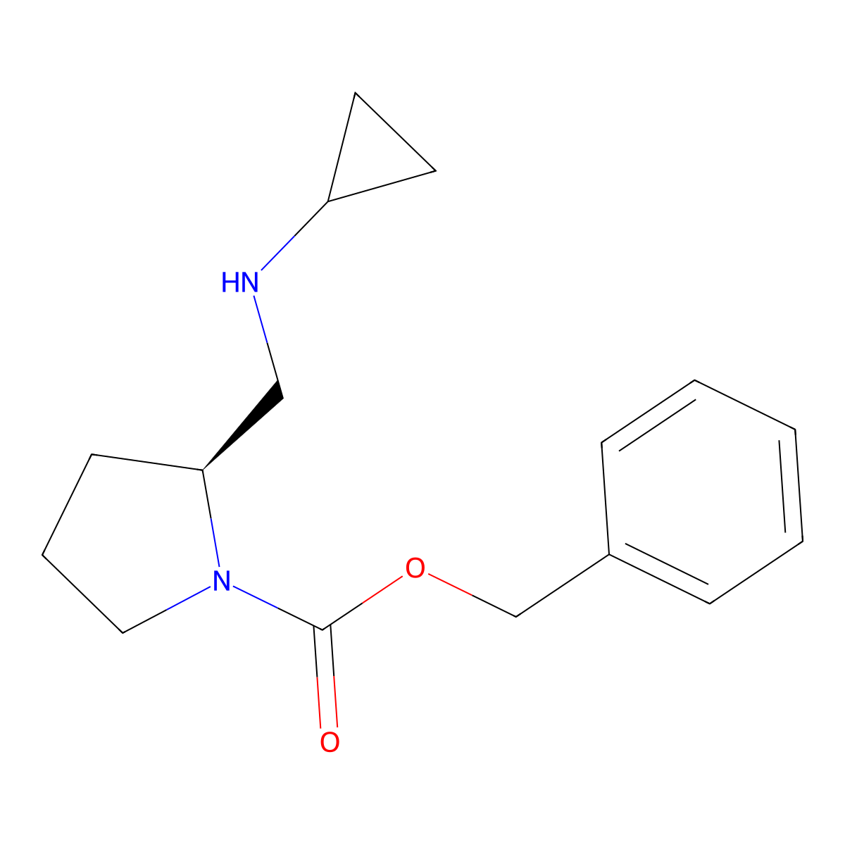 (S)-2-Cyclopropylaminomethyl-pyrrolidine-1-carboxylic acid benzyl ester molecular structure, CAS 1354009-70-3