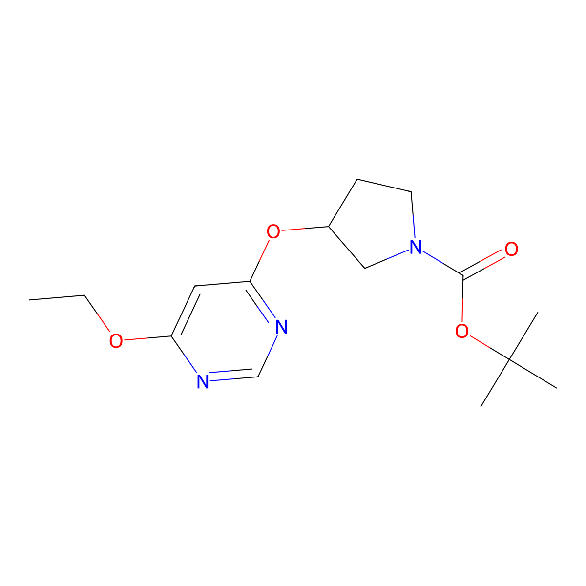 (S)-tert-Butyl 3-((6-ethoxypyrimidin-4-yl)oxy)pyrrolidine-1-carboxylate molecular structure, CAS 1354009-71-4