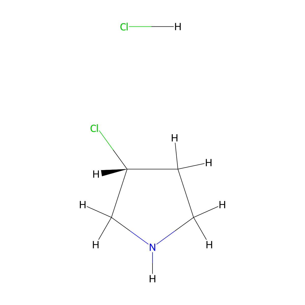 (R)-3-Chloropyrrolidine hydrochloride molecular structure, CAS 1354009-92-9