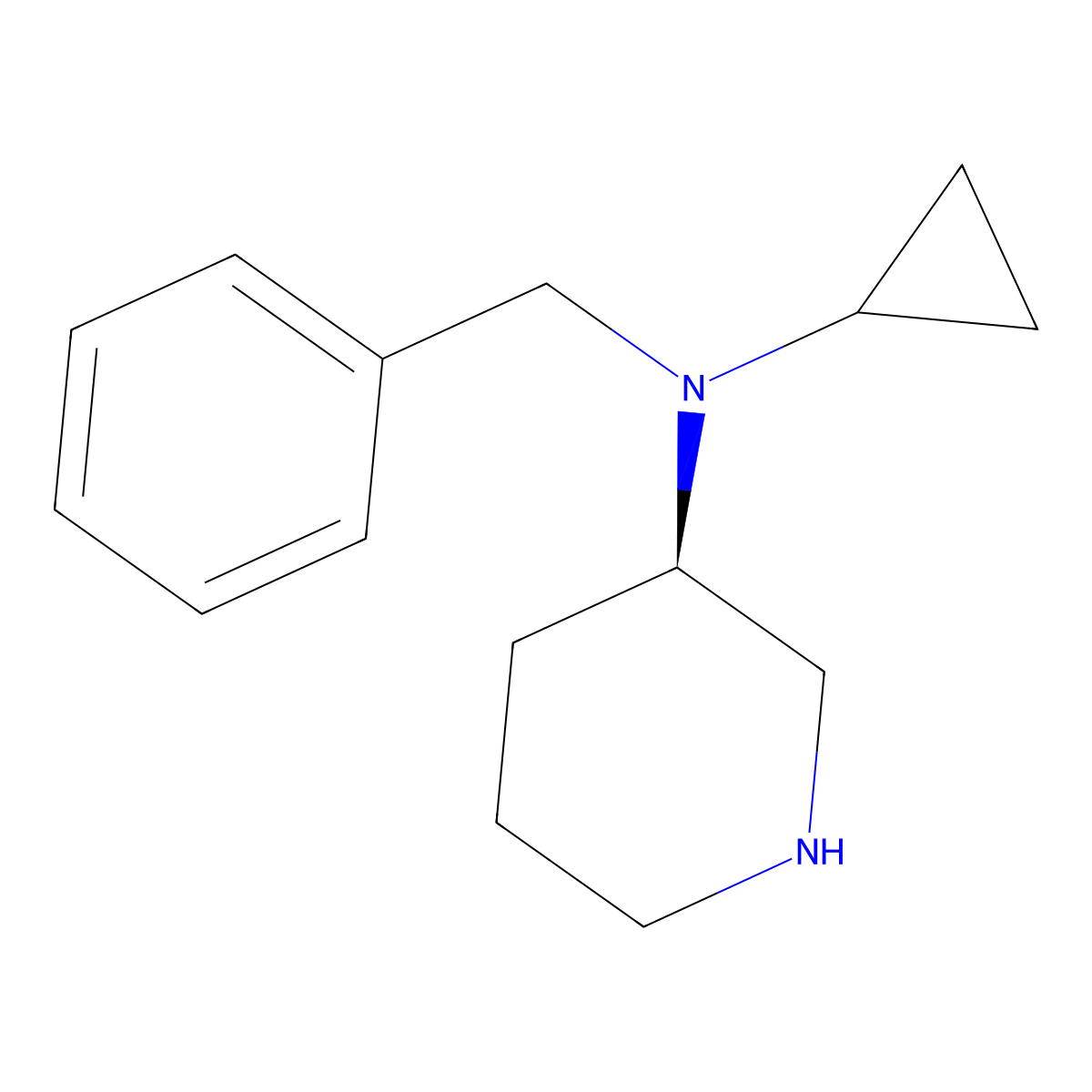Benzyl-cyclopropyl-(R)-piperidin-3-yl-amine molecular structure, CAS 1354009-97-4