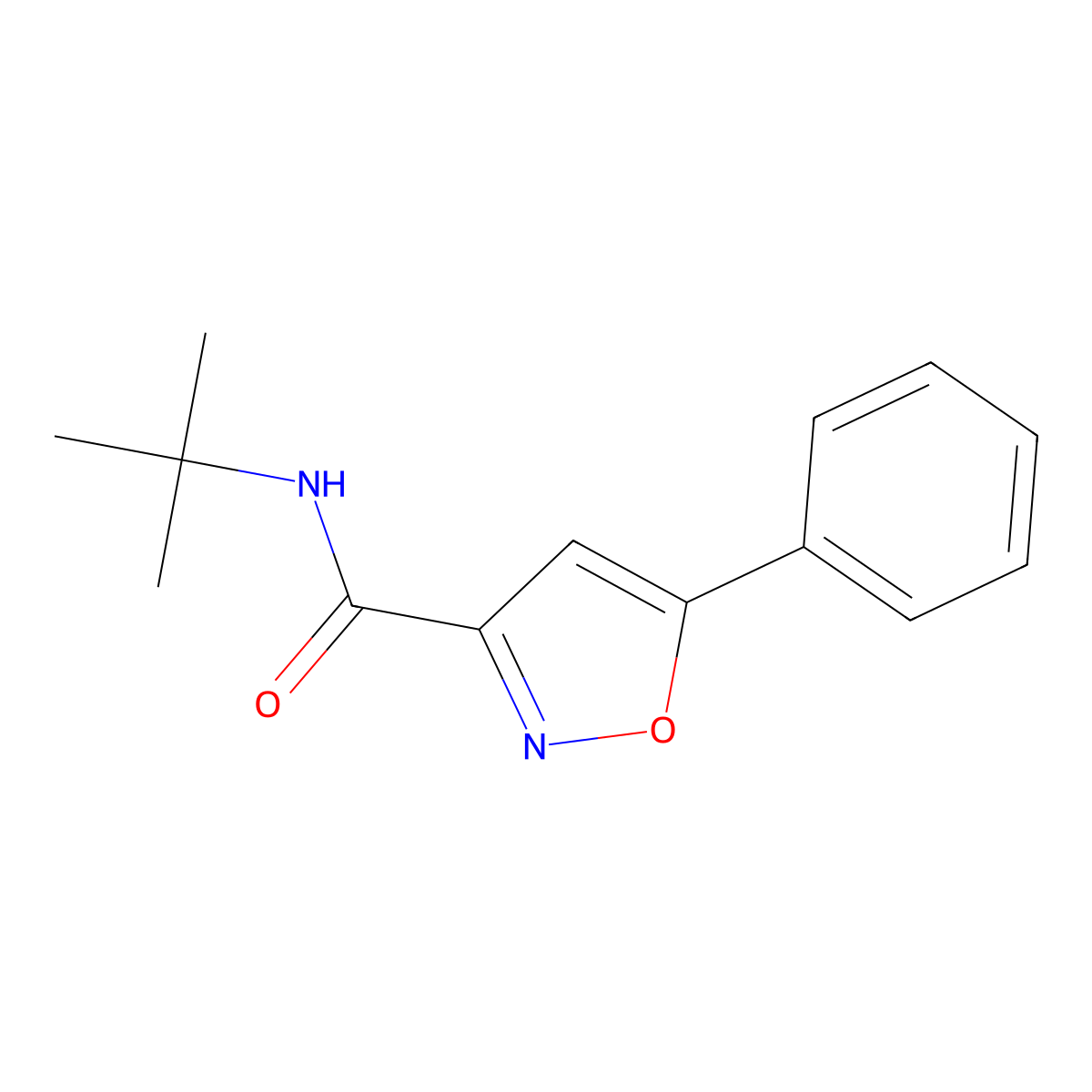 N-(tert-butyl)-5-phenyl-3-isoxazolecarboxamide molecular structure, CAS 135401-25-1