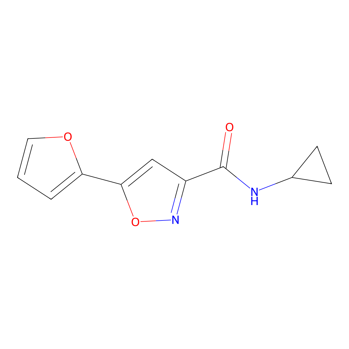 N-cyclopropyl-5-(furan-2-yl)-1,2-oxazole-3-carboxamide molecular structure, CAS 135401-63-7