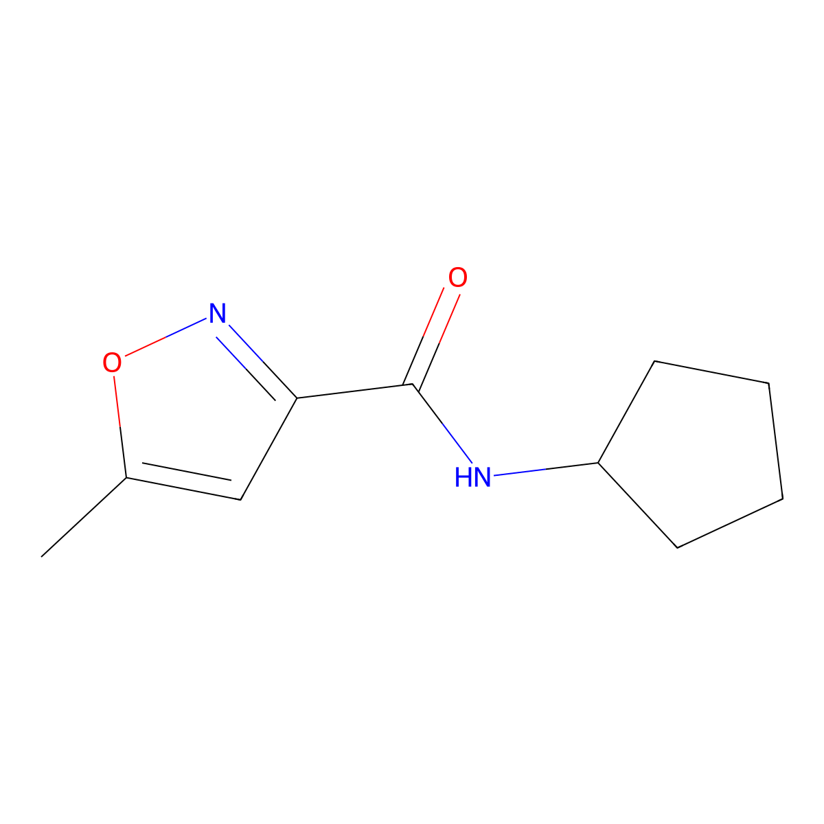 N-cyclopentyl-5-methyl-1,2-oxazole-3-carboxamide molecular structure, CAS 135401-66-0