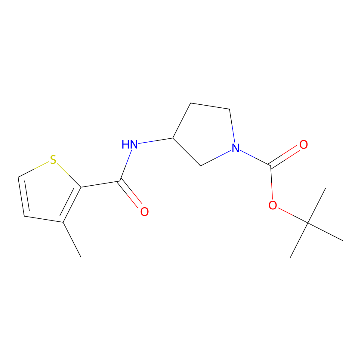 (S)-tert-Butyl 3-(3-methylthiophene-2-carboxamido)pyrrolidine-1-carboxylate molecular structure, CAS 1354010-01-7