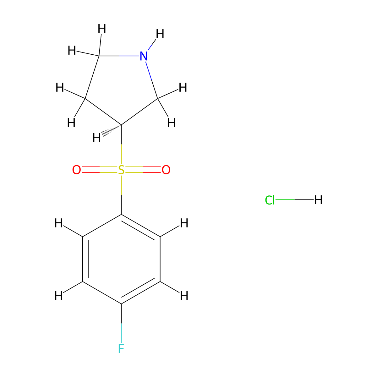 (S)-3-((4-Fluorophenyl)sulfonyl)pyrrolidine hydrochloride molecular structure, CAS 1354010-06-2