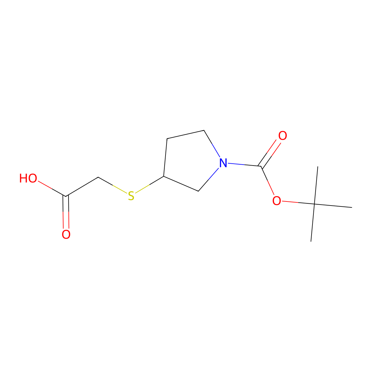(R)-2-((1-(tert-Butoxycarbonyl)pyrrolidin-3-yl)thio)acetic acid molecular structure, CAS 1354010-07-3